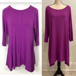 Soft Surroundings timely boatneck tunic top purple plum stretchy top 2X